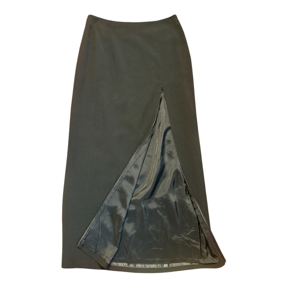 Cache Black Fully Lined Long Straight Basic Classic W. Front Slit Skirt Size 10 - Picture 1 of 5